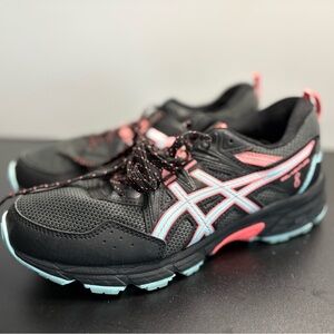 Asics Gel Venture 8 Trail Running Shoes Women’s Size 8 Wide Black Pink Blue